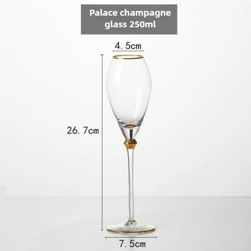 Gold Rimmed Crystal Champagne Glasses Luxury Stemware Set For Wedding Anniversary Party Elegant Dining Table Display Home Bar