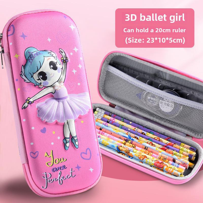 Estojo de Lápis de Camada Dupla 3D - Bolsa de Papelaria de Grande Capacidade para Alunos do Ensino Fundamental