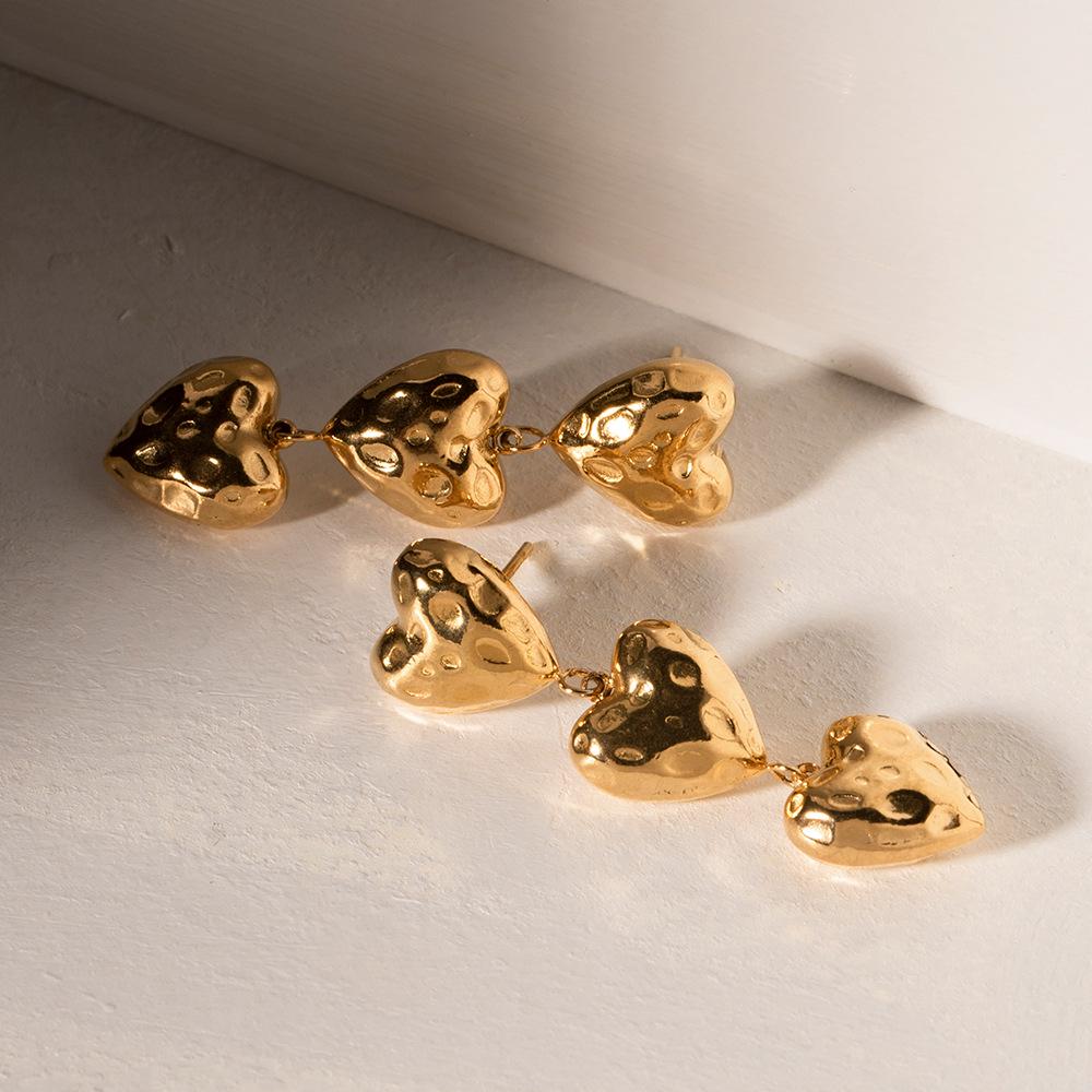 

18k Gold Stainless Steel Five Hemisphere C-Shaped Earrings