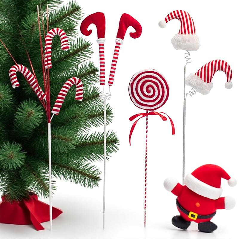 Christmas Stripe Pattern Design Fabric Art Handicrafts Xmas Tree Simulated Cane Candy Ornament Festival Decoration