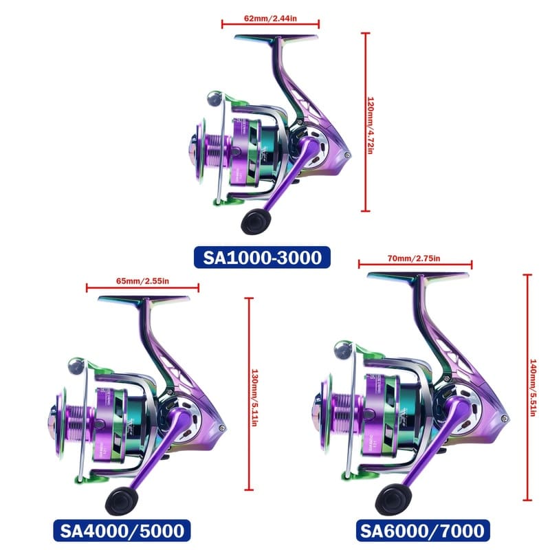 Moulinet de pêche à deux mains en aluminium galvanisé coloré 6+1BB Roulement Matériau PA Moulinet rotatif avec engrenage de précision Matériau acier inoxydable