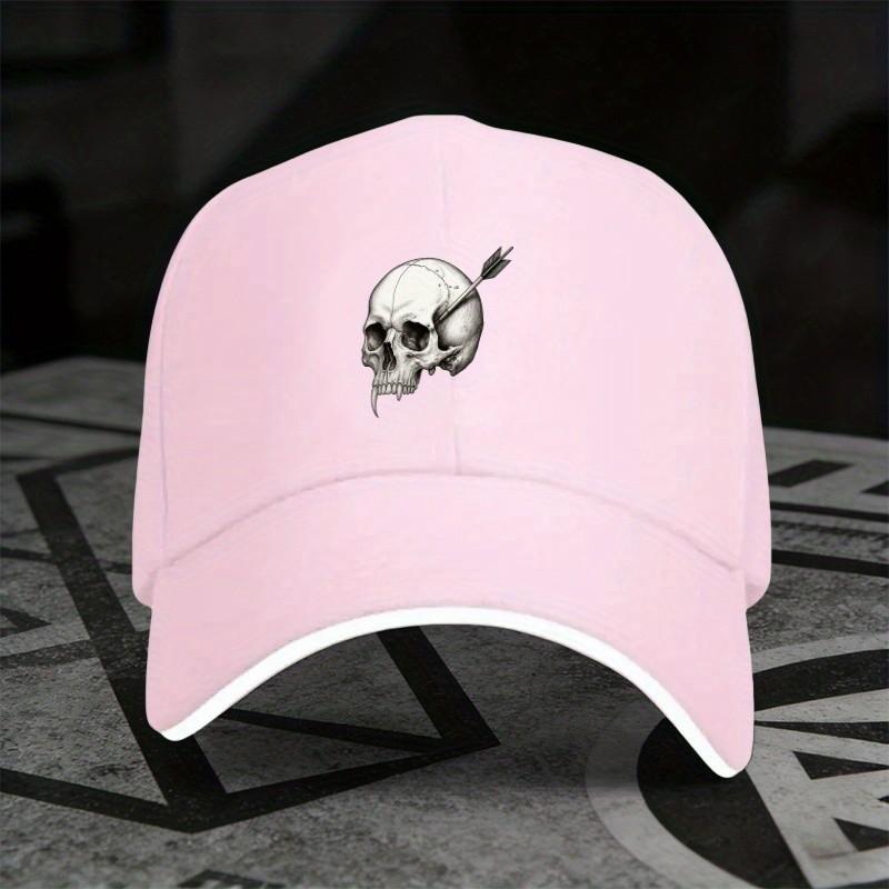 Skull and Arrow Graphic Baseball Cap Vampire Fang Style Street Adjustable Polyester Baseball Hat
