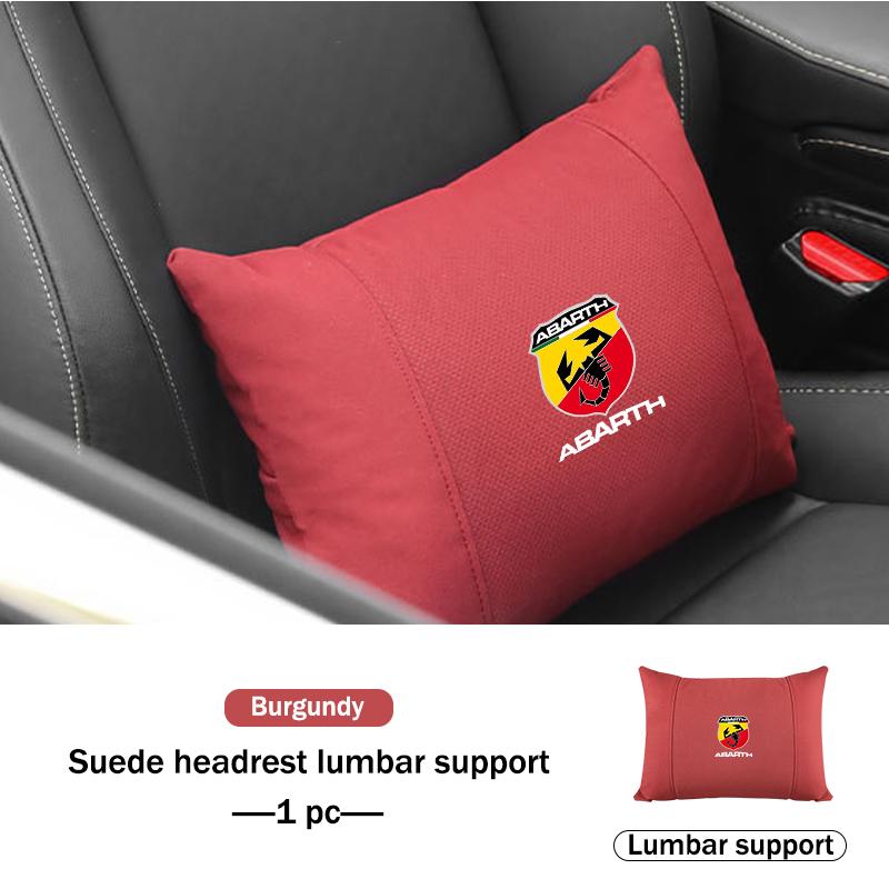 Car Suede Seat Headrest Neck Pillow Soft Cushion Lumbar Support For Abarth Freemont Strada 500x Grande Punto Ducato Stilo Palio