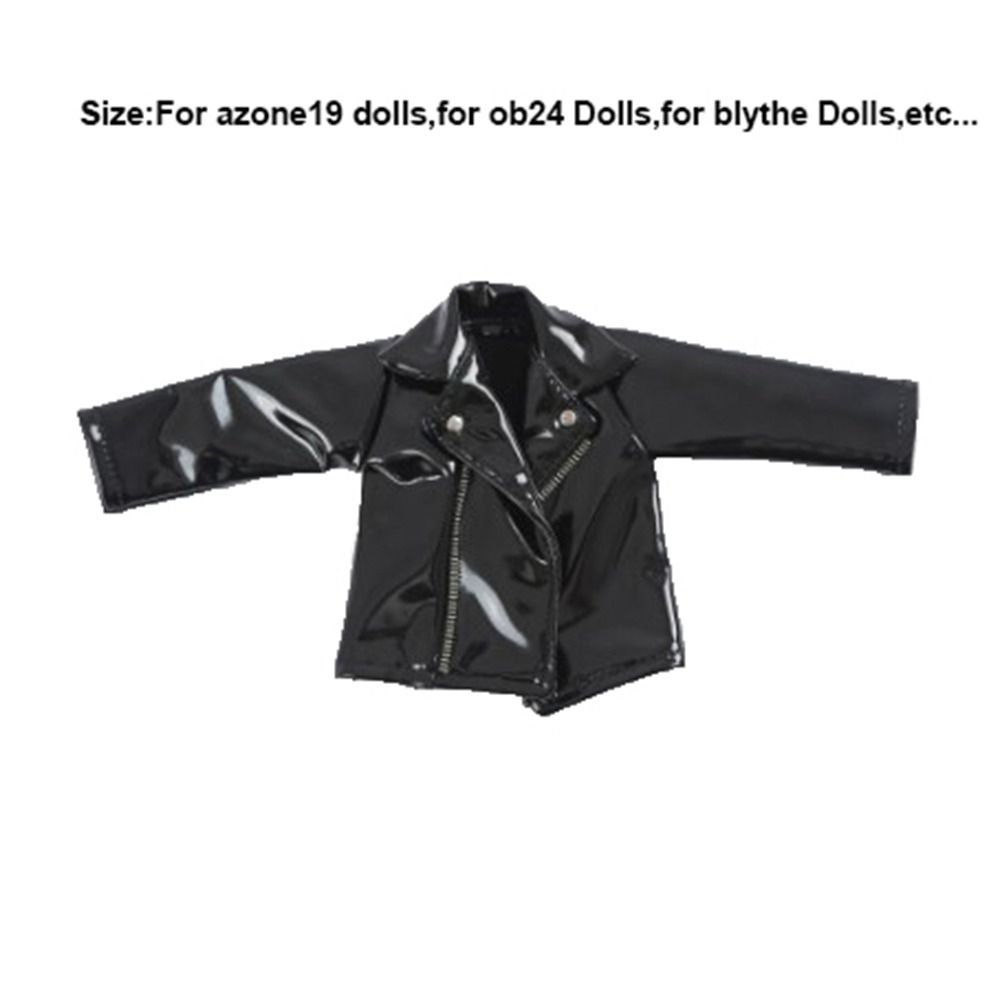 Mini Doll Trousers Clothes Princess PU Leather Jacket Coat for azone ob24 Dolls For blythe Dolls