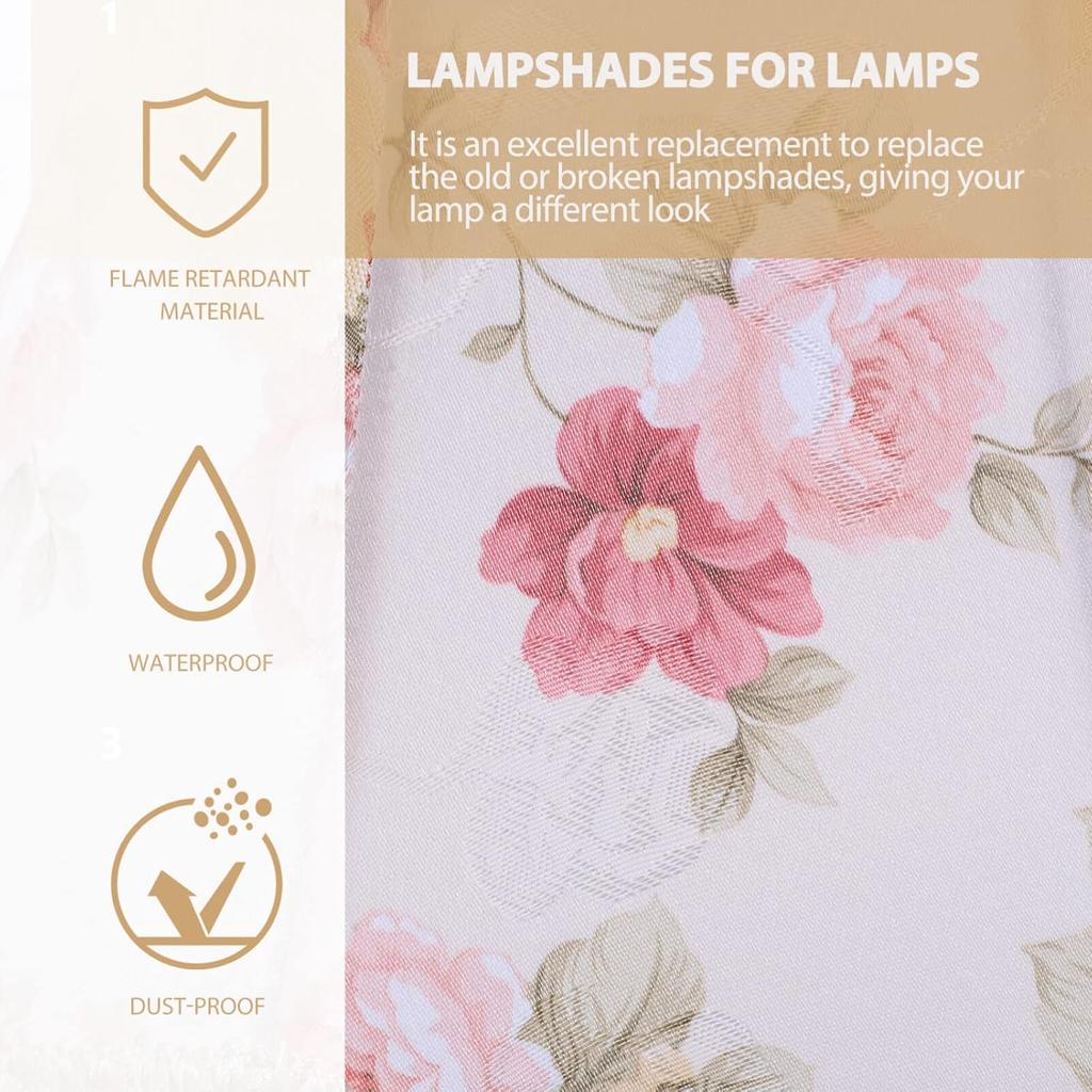 DOITOOL European Fringe Lamp Shade Cover Fabric Table Lampshade with Beads Decorative Light Shade for Bedroom and Living Compatible