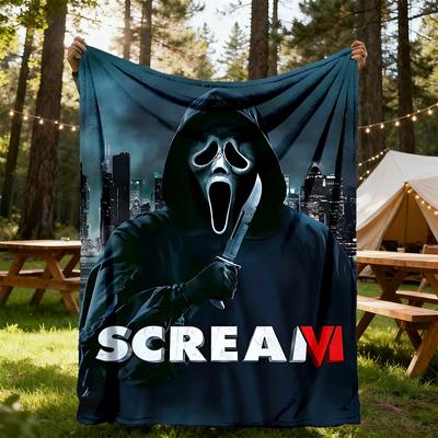 1ks Deka ScreamHorror pro venkovní použití Lehká flanelová, měkká a teplá, pro celoroční použití na pohovku, ven, kempování, obývací pokoj, kancelář, židli