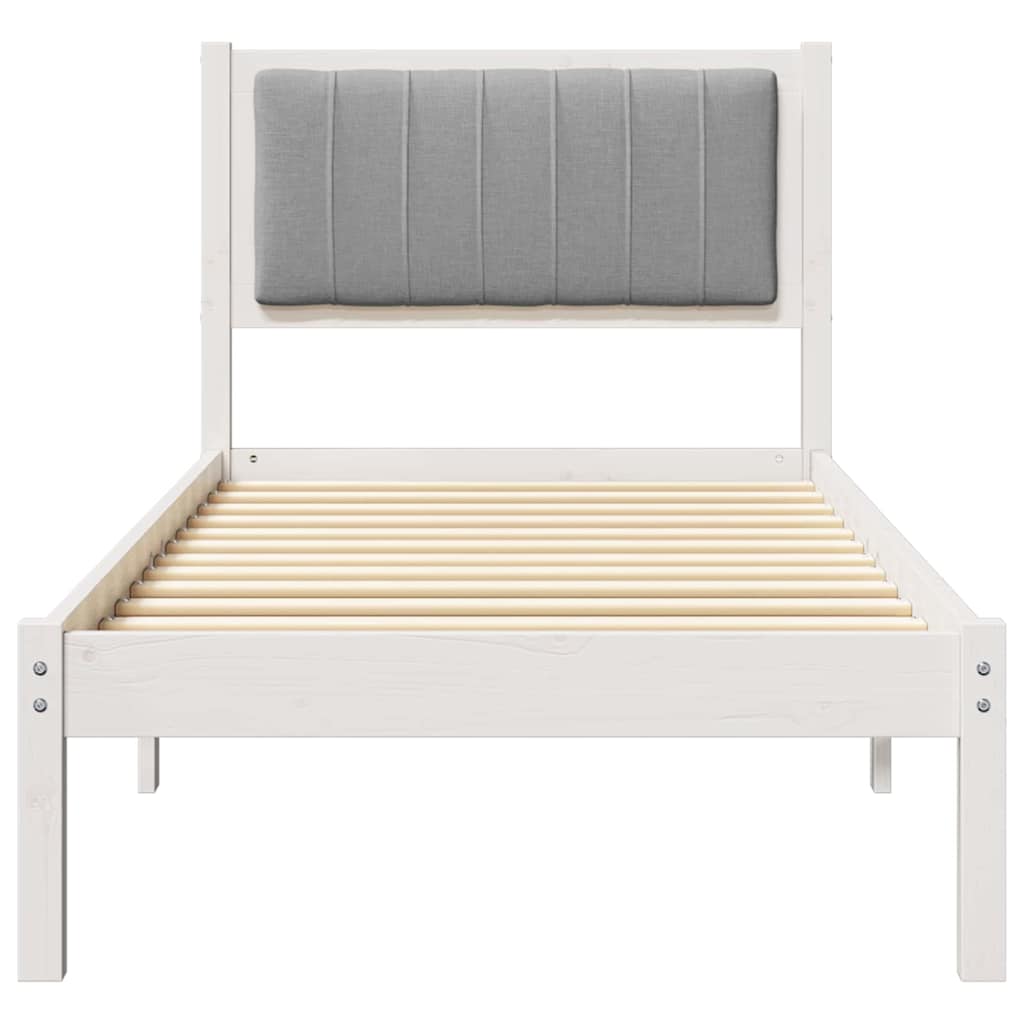 Bed Frame with Padded Headboard Light Grey 75 x 190 cm