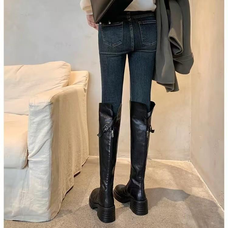 Retro thick-soled over-the-knee boots women's 2025 new thick-heeled heightened long boots look thin and wear high knight boots