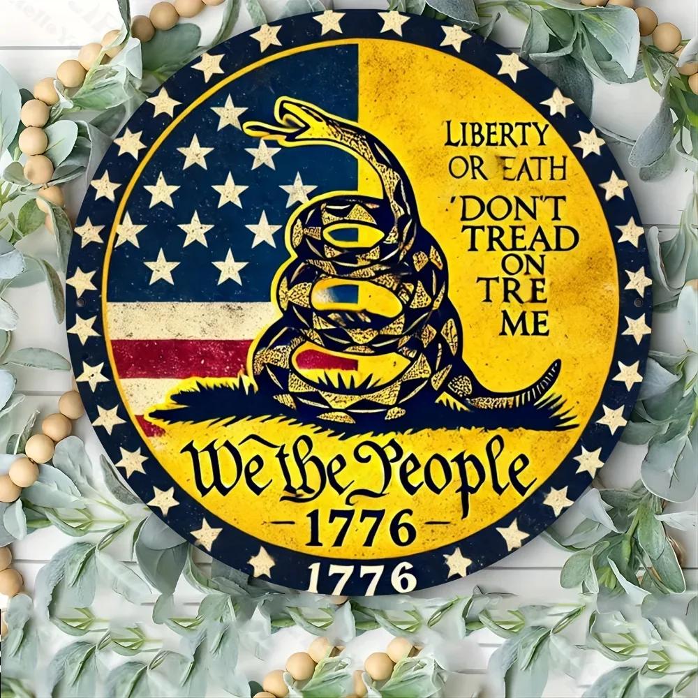 1776 Nie depcz na mnie Okrągły metalowy znak. Aluminiowa dekoracja ścienna do domu, biura, salonu, baru, kawiarni, do użytku wewnątrz i na zewnątrz, trwały prezent.