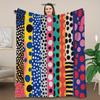 Bohemian Polka Dot Stripes Flannel Blanket - Soft Warm All-Season with Vibrant Colorful Stripes - Multi-Use for Sofa, Bed, Home