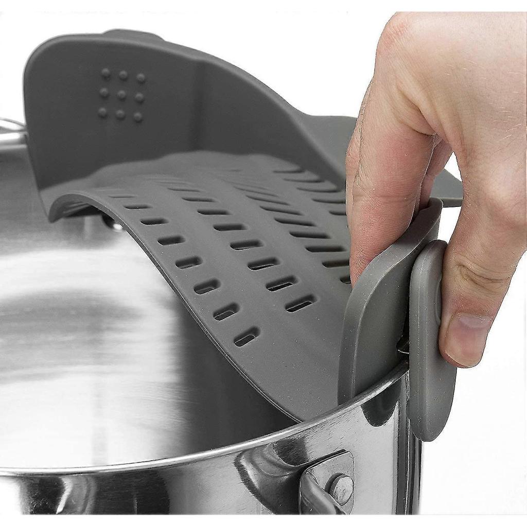 Clip On Silicone Colander, Fits All Pots And Bowls Gray