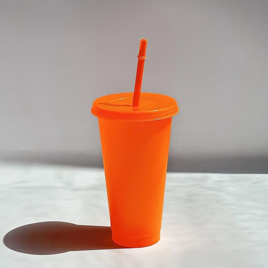 5pcs 24oz plastic cups with lids&straw reusable water bottle party cold cups Hard Plastic Cup Wedding Party Summer Drinkware