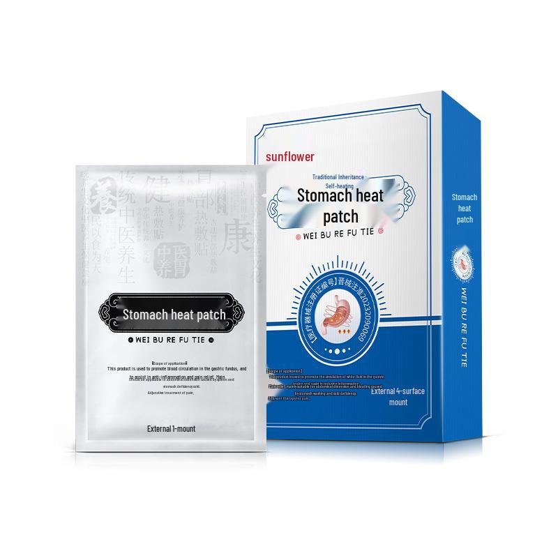 Romano Gastric Heat Patches (4-Pack) for Stomach Pain Relief and Warming, Aiding Spleen and Stomach Deficiency and Abdominal Discomfort.