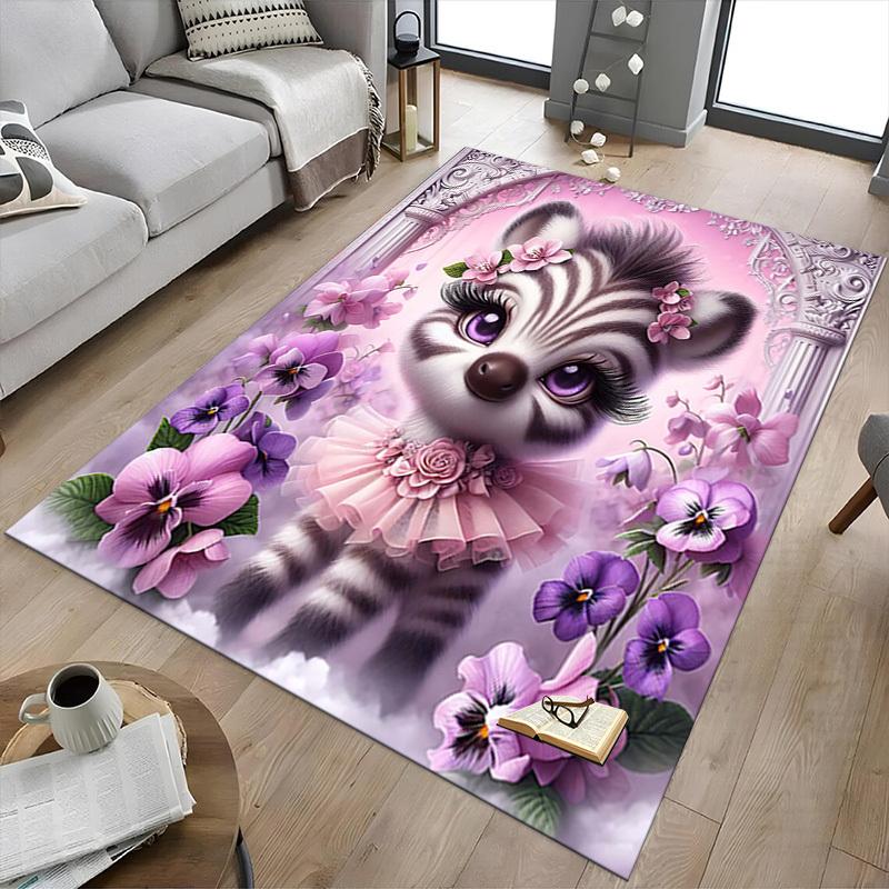 1PC Raccoon Flowers Anti-slip carpet, suitable for Office, bedroomand playrooms. It can also be used as a sofa footrest cover-R69