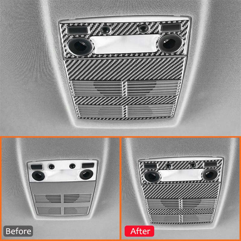 For BMW 5 Series E60 2004-2007 Carbon Fiber Car Rear Roof Reading Light Panel Book Lamp Trim Frame Decoration Interior Sticker