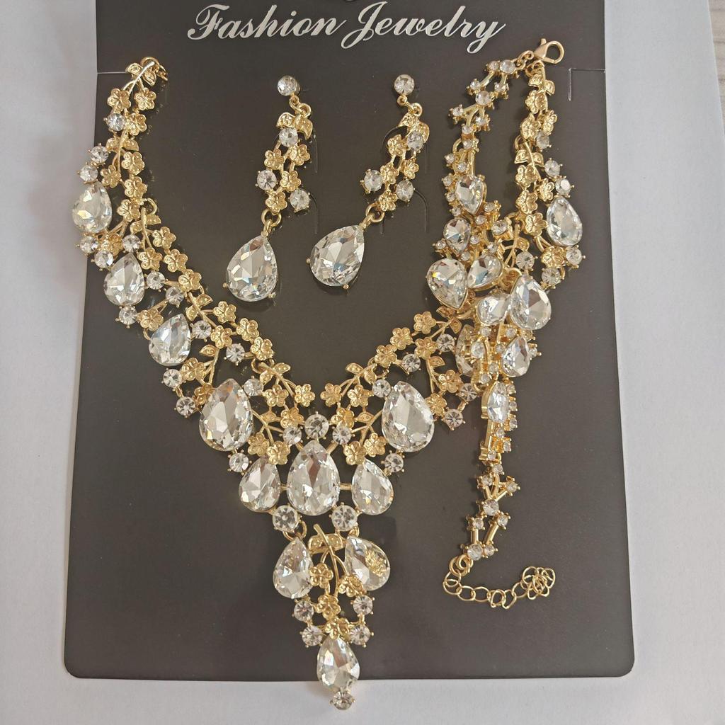 Exquisite High-End European & American Bridal Necklace Earring Set - Elegant Wedding Accessories