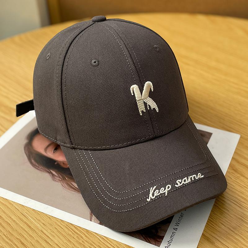 K letter embroidered hard top sunshade baseball cap men's spring and summer wide brim showing face small sunscreen versatile cap