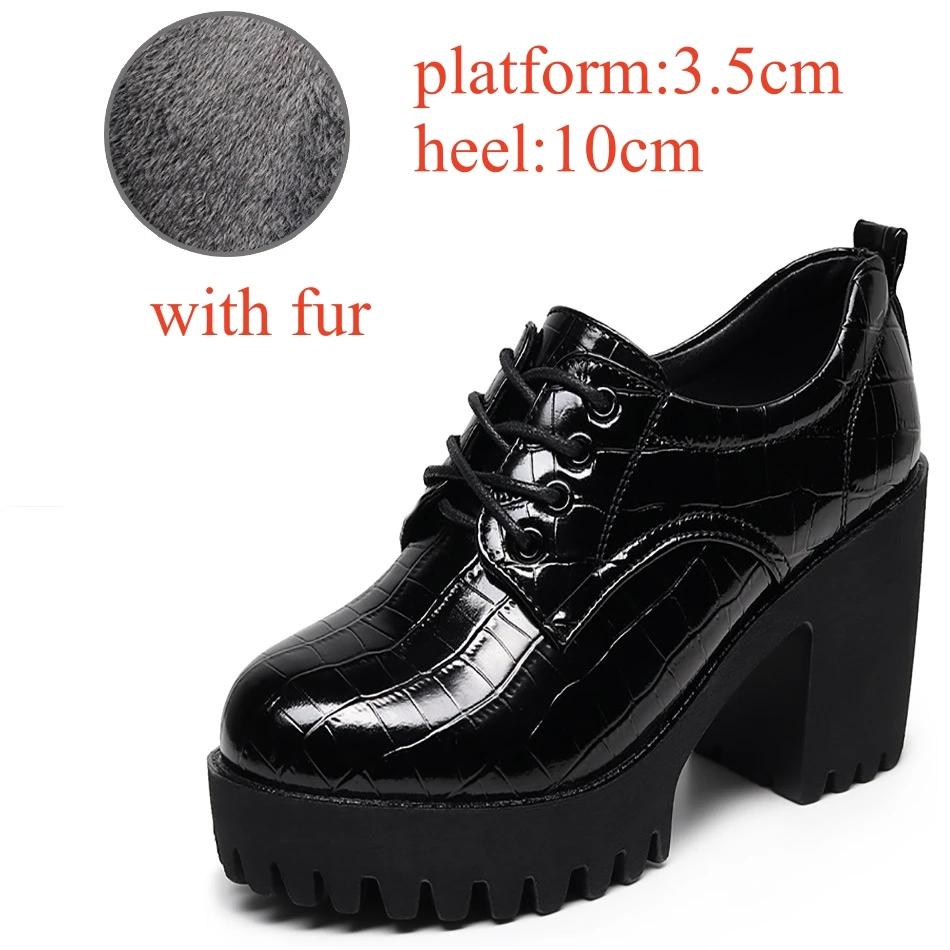 

Маленький размер 32-43 Толстая подошва Мягкая кожа Оксфорды Женские туфли-лодочки на платформе 2025 Глубокий вырез Блочный высокий каблук Обувь Офис Мама 43