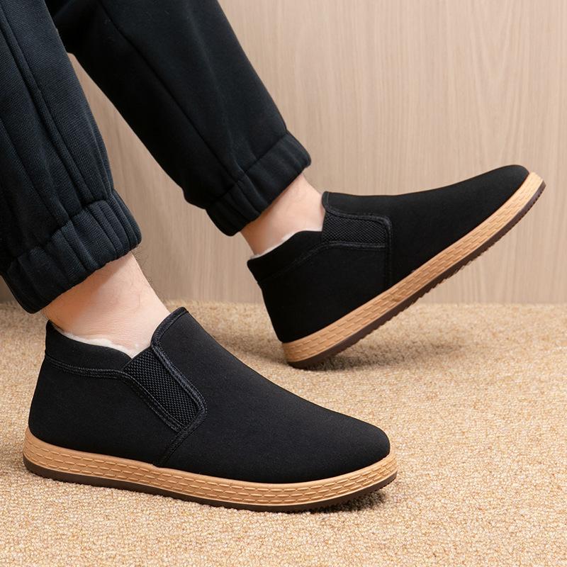 Winter New Old Beijing Cloth Shoes Men's Velvet Thickened Cold-resistant Warm Cotton Shoes Non-slip Comfortable Casual Dad Cotton Boots
