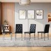 Set of 4 Dining Chairs In Black with High-Gloss Silver – Light Luxury, Silver-Colored Metal Legs for Versatile Combination Options