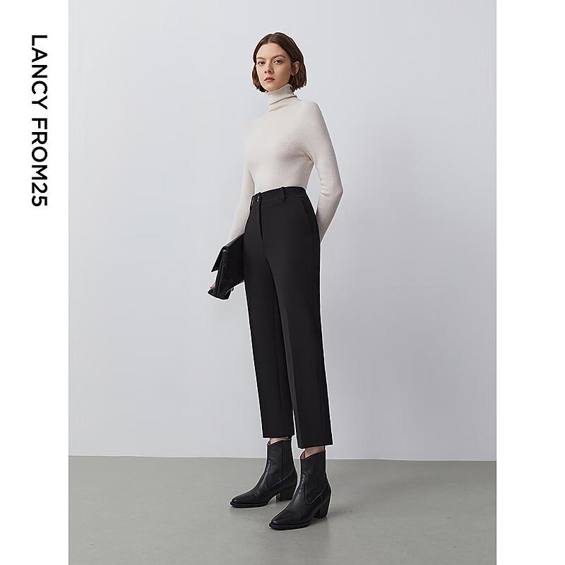 LANGZI High-Waist Straight-Leg Cropped Suit Pants