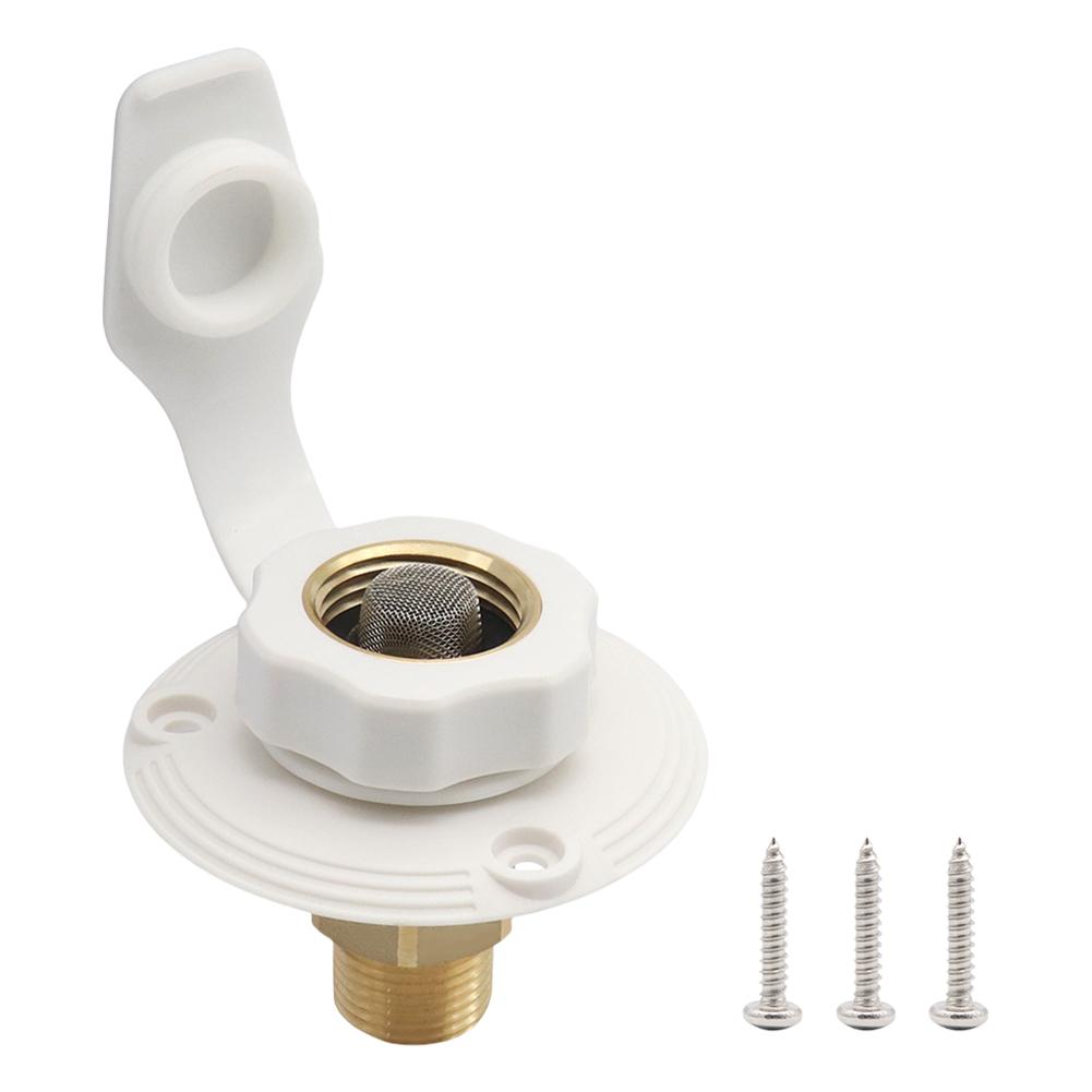 

RV City Water Fill Inlet 3/4 NH Female To 1/2 NPT Male RV City Water Inlet with Check Valve for Travel Trailers and RVs