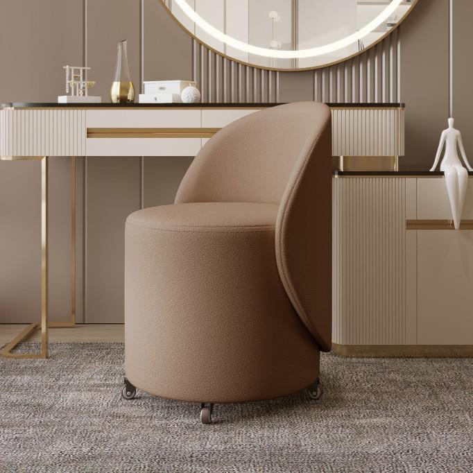 Rotating Dressing Stool with Backrest for Bedroom, Nail Salon, or Makeup Room