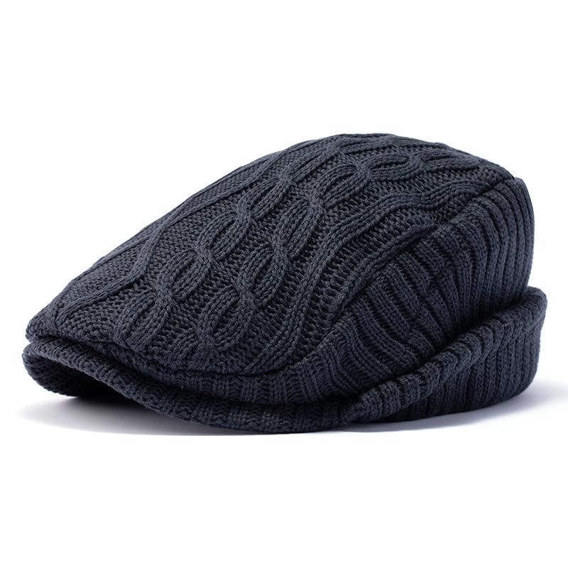 Big Size Autumn Winter Warm Plush Knitted Berets Big Head Retro Versatile Newsboy Caps Women Men Ear Protection Visor Flat Cap