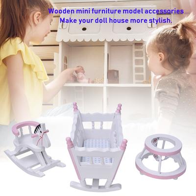 1:12 Doll House Accessories   Furniture     Wooden Horse Stroller Set