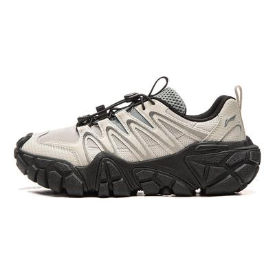 Li Ning Sand Dune Cushioning Slip Resistant Abrasion Resistant Support Low Top Outdoor Shoes Women's Gravel White Gray AGCW094-1