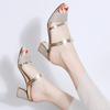 Hot Selling Summer New Fashion Korean Edition Women's Sandals Round Toe Thick Heels Fish Mouth Middle Heel Sandals for Women