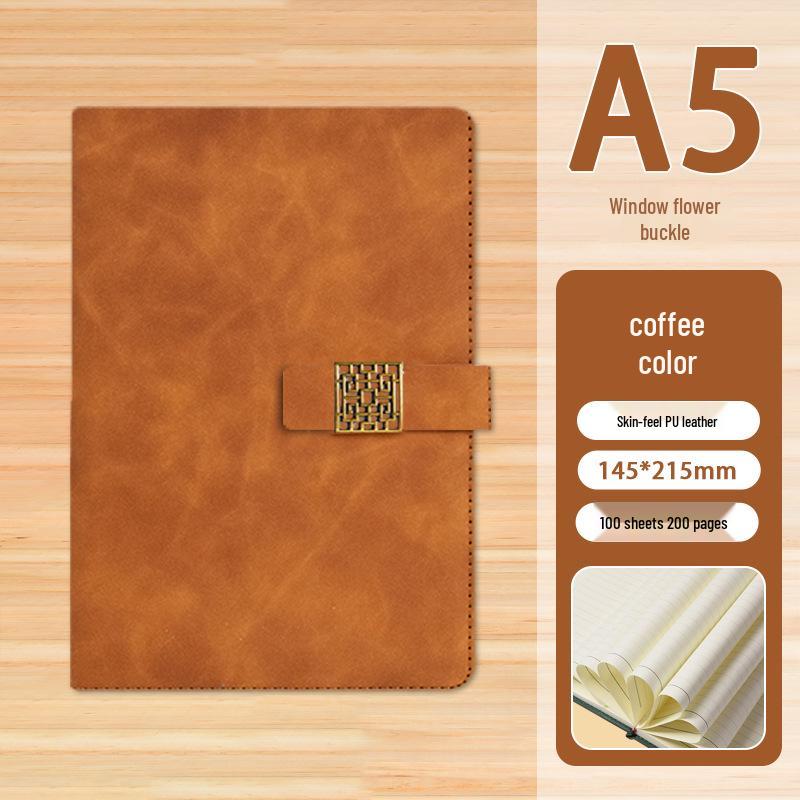High-End Soft Leather Business Notebook with Magnetic Buckle and Custom Logo - Ideal Gift Set