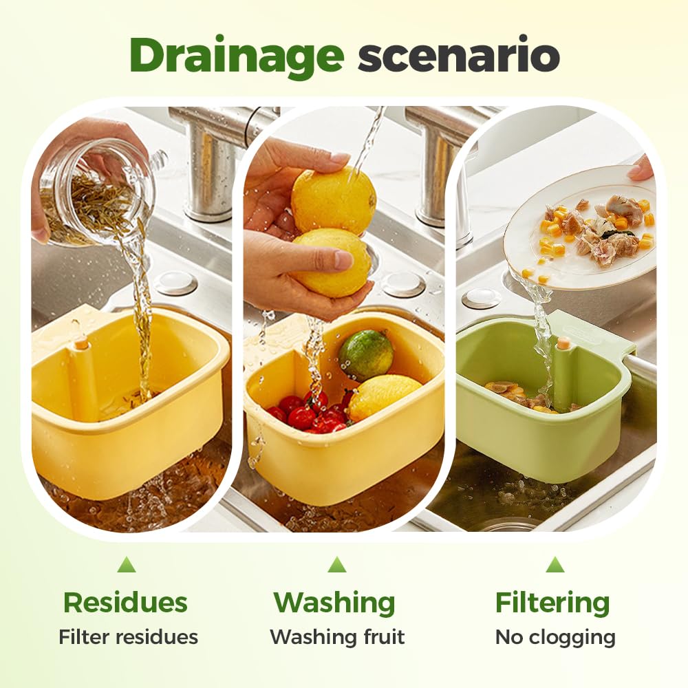 Sink Strainer Basket with Waste Filter Detachable Design Press Bottom for Kitchen Draining Filtering