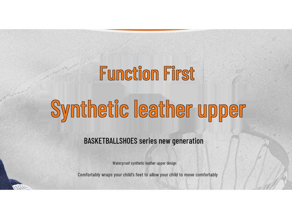 Boys' Waterproof Leather Basketball Shoes with Anti-Slip Sole and Rotating Button for Autumn and Winter