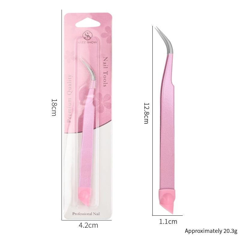 Multifunctional Double-Ended Nail Tool: Tweezers & Silicone Pressing Stick for Nail Art