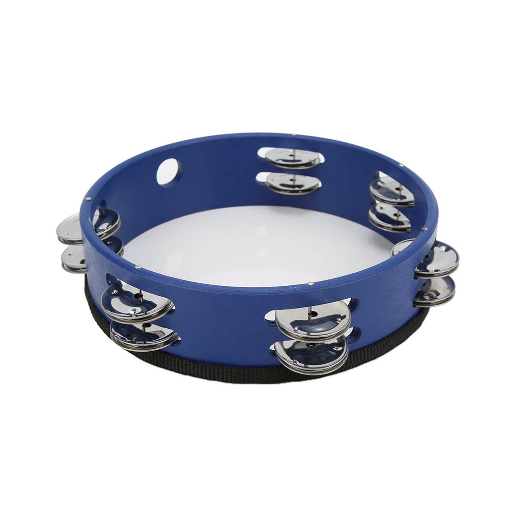 Tamboerijn 8 inch handpercussie-instrument met belletjes voor kinderen en volwassenen, blauw