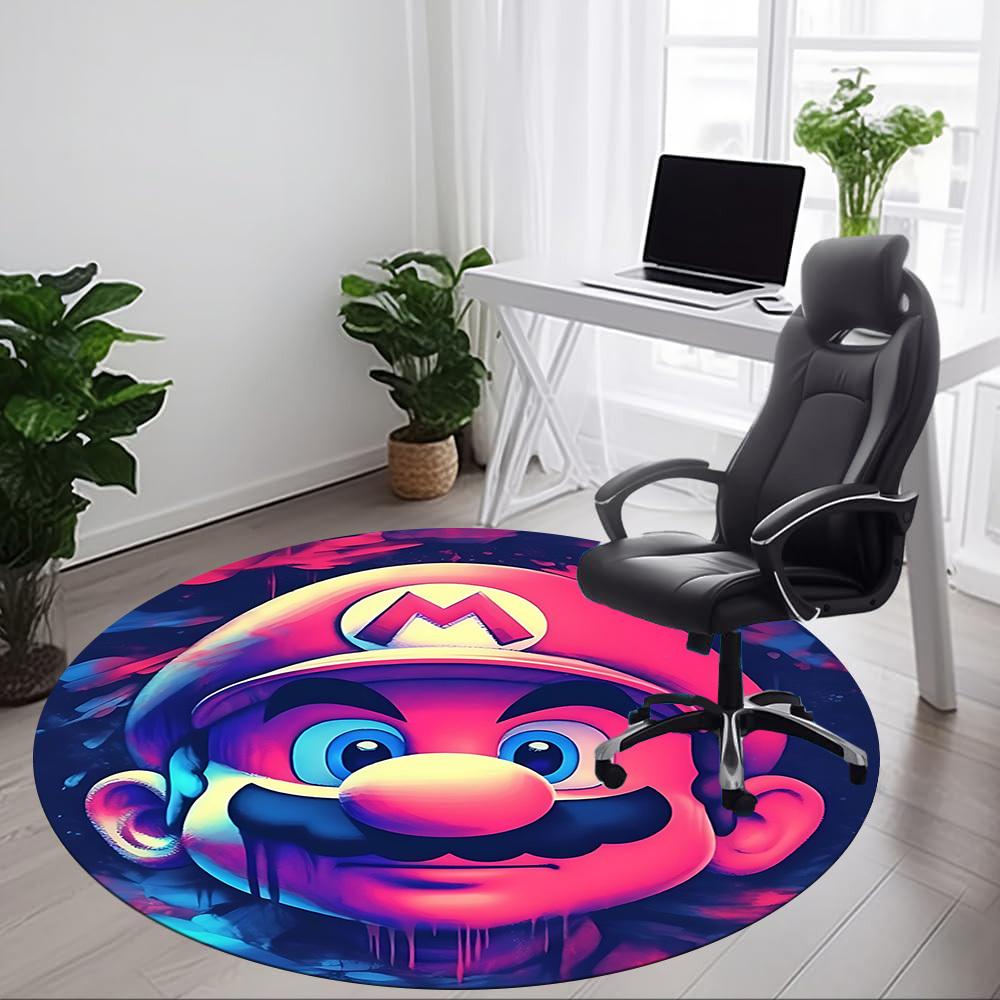 1pcMario Office Round Area Rug, Indoor Mat Suitable For Office, Bedroom Living Room Home Decor, Room Deco, Offic a0928103