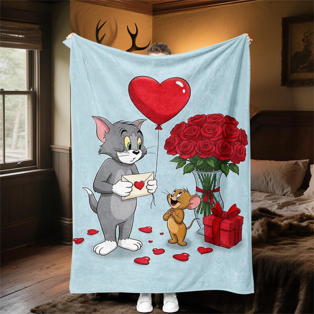 1pc cat mouseOutdoor Flannel Blanket Soft Plush Decor for Picnics, camping,Bedroom, Playroom, or Lunch Breakn1134A