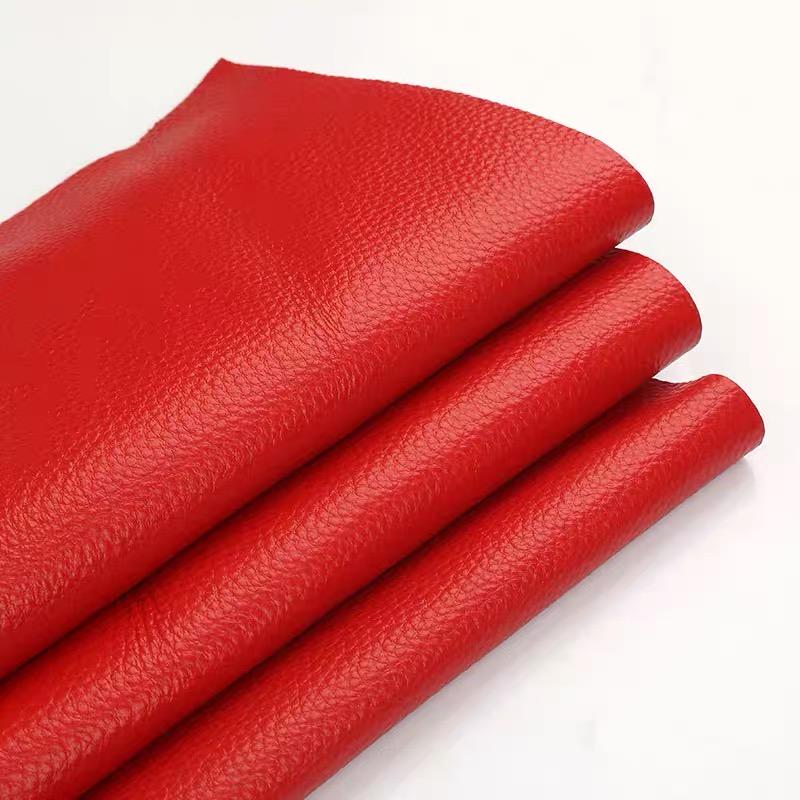 Big Red Cowhide, Lychee Patterned Soft Leather Fabric, Sofa Seat Cushion, Headboard Soft Bag, Whole Top Layer Leather