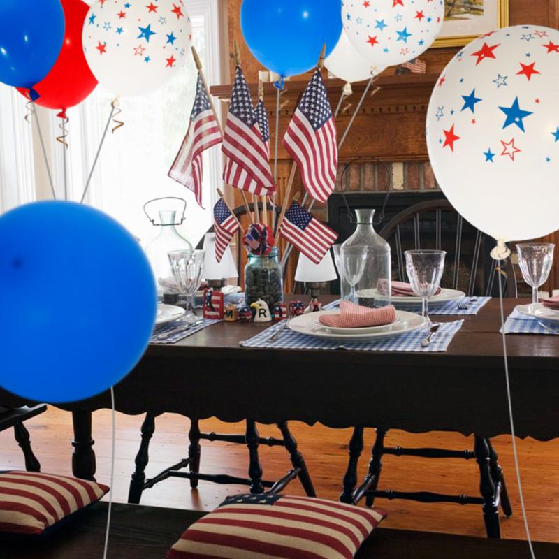 Fidgetkit 12-Inch Star Printing Latex Balloon(100 Pieces), Red, Blue, White, and Star Balloons for