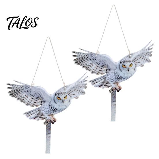 Patio Owl Deterrent 2Pcs Simulated Hanging Decoration Reflective with Dual-Side Garden Decor Printed Waterproof Acrylic Fake Owls for Balcony