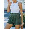 Women Summer Solid Color High Waist Loose Lace Up Pocket Casual Shorts