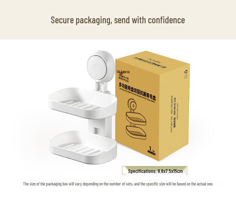 Tali Wandmontierter Doppelschichtiger Saugseifenhalter mit Ablauf