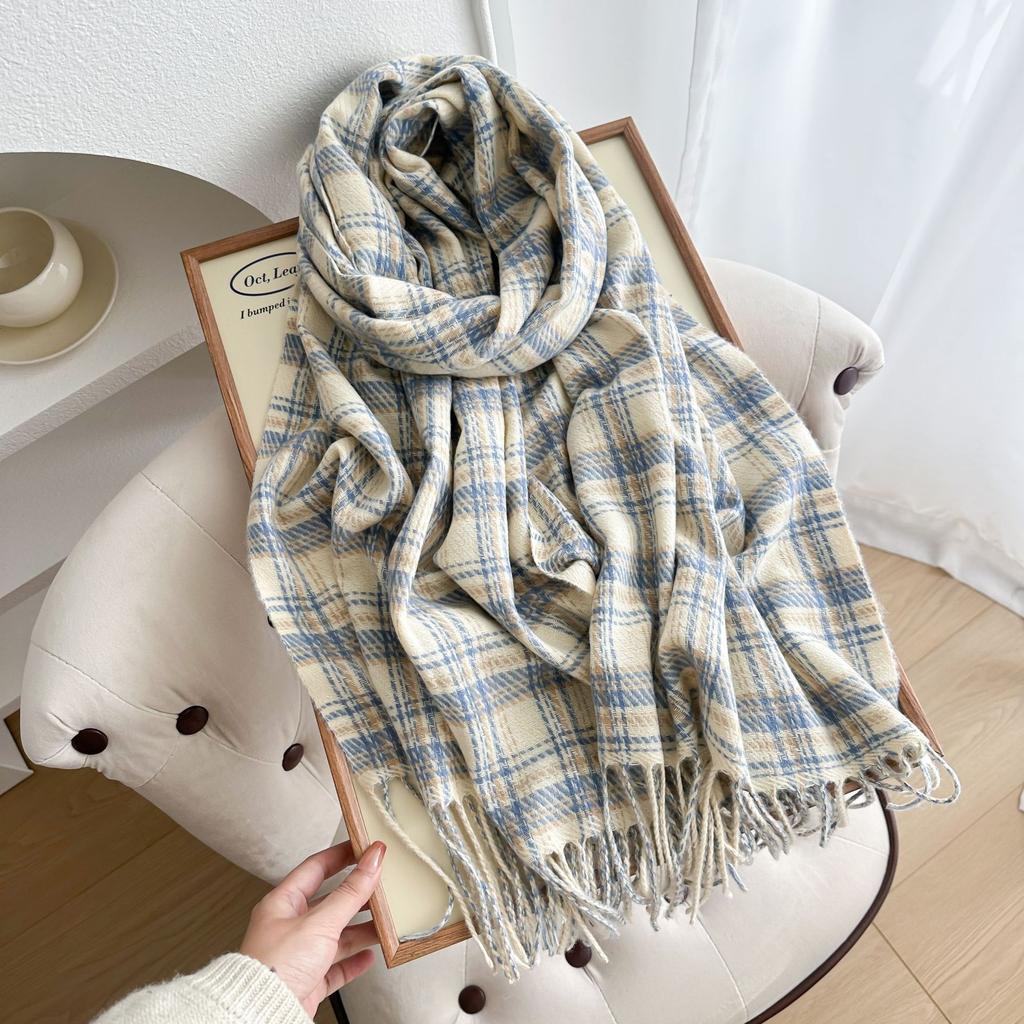 Autumn Winter Women Knitted Scarf Lady Men Sweet Preppy Casual Plaid Tassel Scarve Wrap Shawl Femme Male Unisex Fashion New