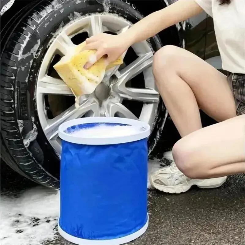 Oxford Cloth Water Bucket for Foldable Outdoor Camping Fishing Water Storage Container Drinking Picnic Barrel Car Wash Accessory