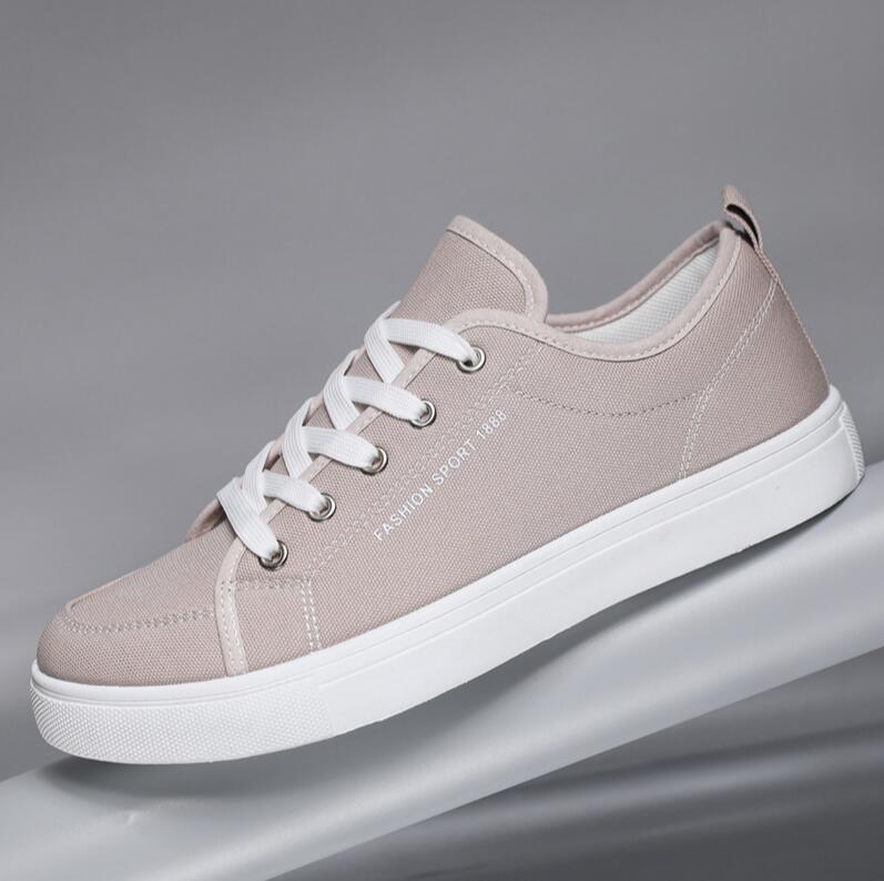 2025 New Blue Men's Casual Canvas Shoes Lace-Up Flat Luxury Design Anti-Slip Sneakers Couple Board Shoes Plus Size 45/46