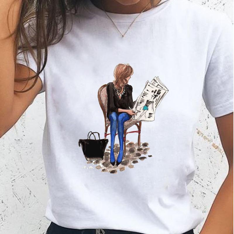 Women T-shirts Watercolor Female T Tee Cartoon Clothes 90s Trend Cute Short Sleeve Casual Shirt Fashion Top Graphic Tshirt