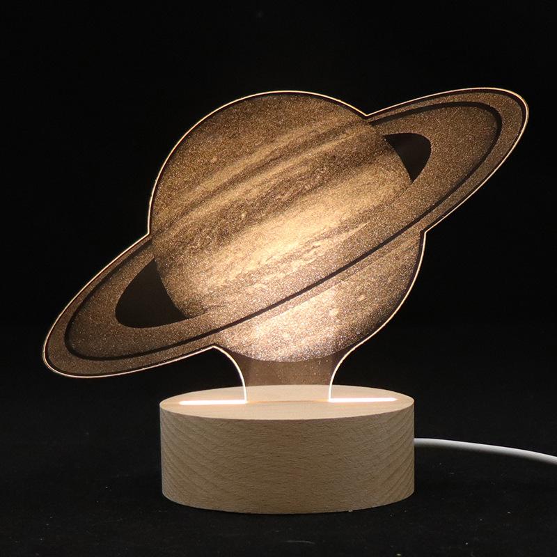 

Акриловый ночник «Планета» Креативный подарочный светильник со светодиодной подсветкой на основе из бука