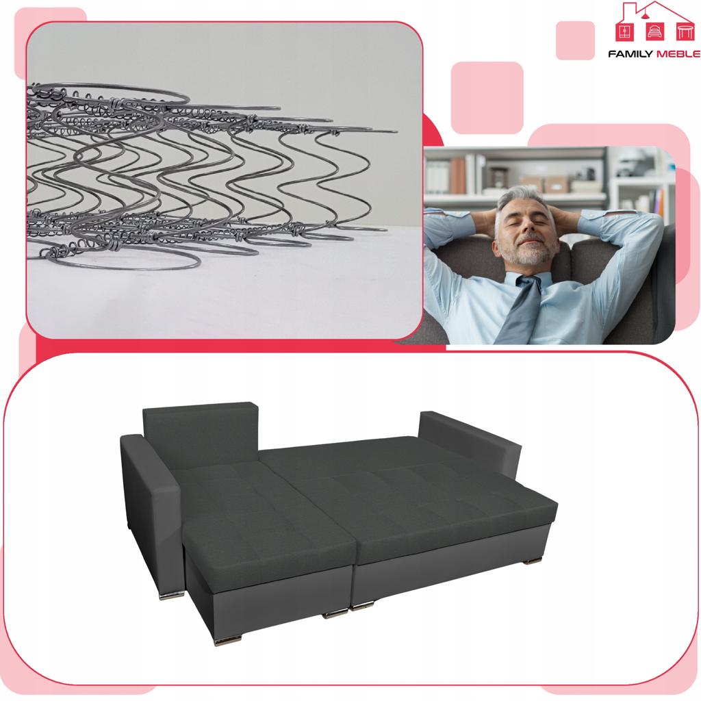 Figo Corner Sofa Bed with Sleeping Function, Corner Sofa, Family Furniture, Gray-gray