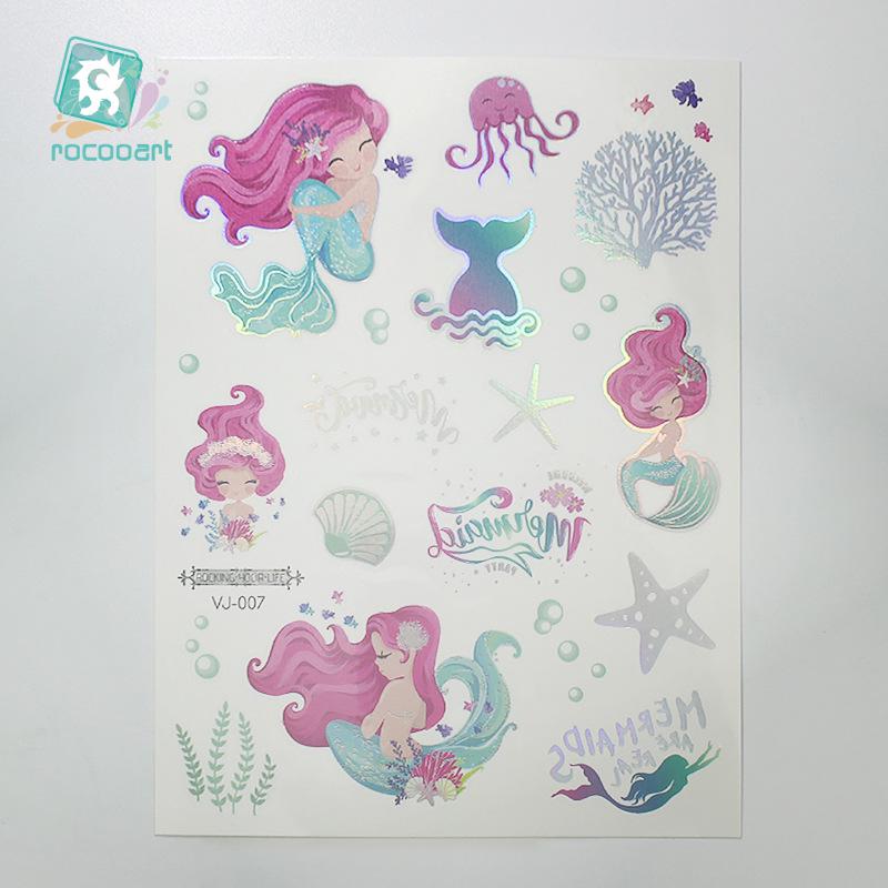 New Mermaid Laser Metal Tattoo Stickers - Original, Fashionable, and Unique Design 160x120MM